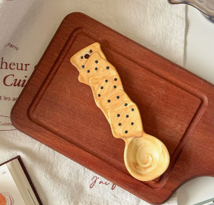 Ceramic Polka Dot Dessert Mixing Spoon Decorative Cream Stirring Spoon